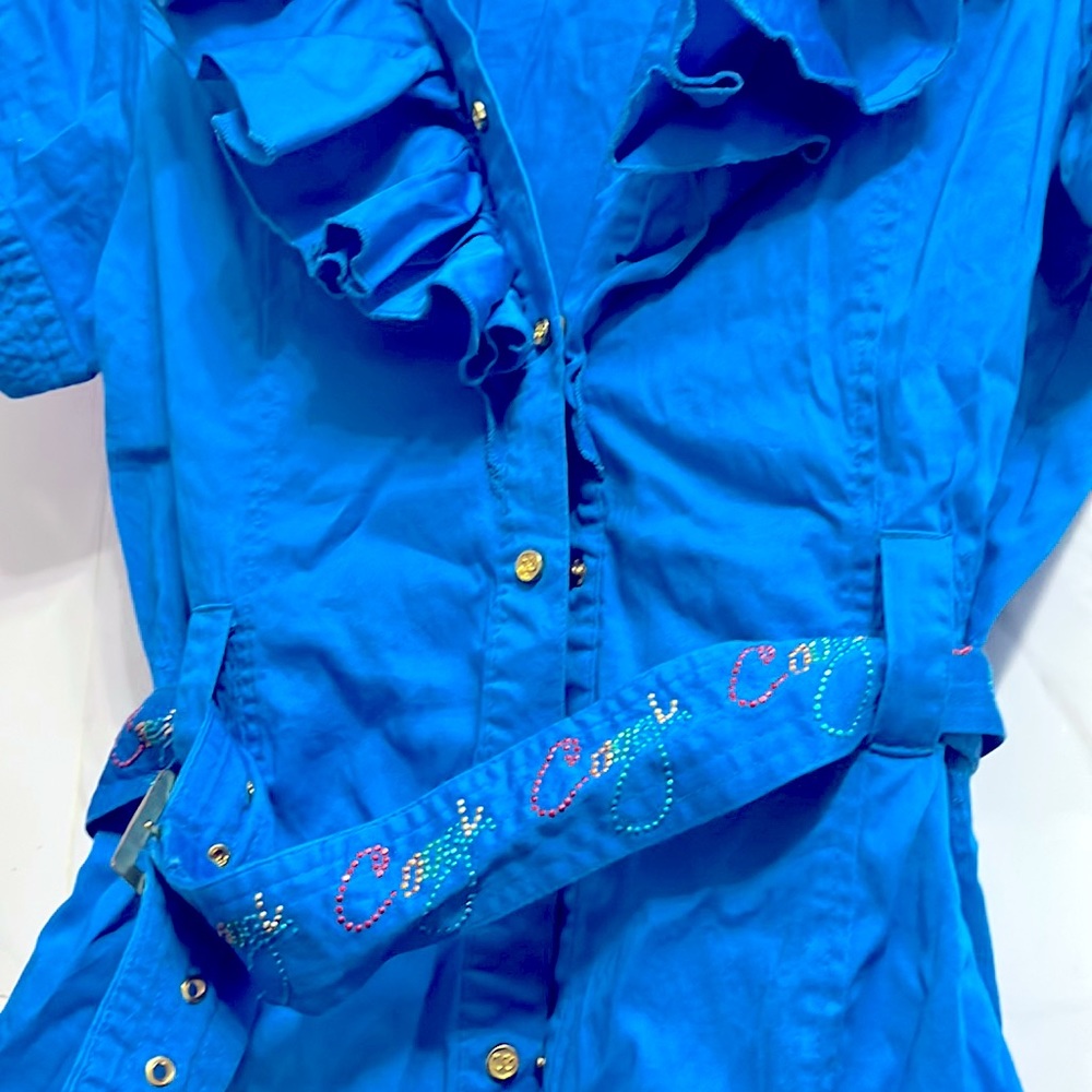 Coogi beautiful blue Signature Shirt Dress.
